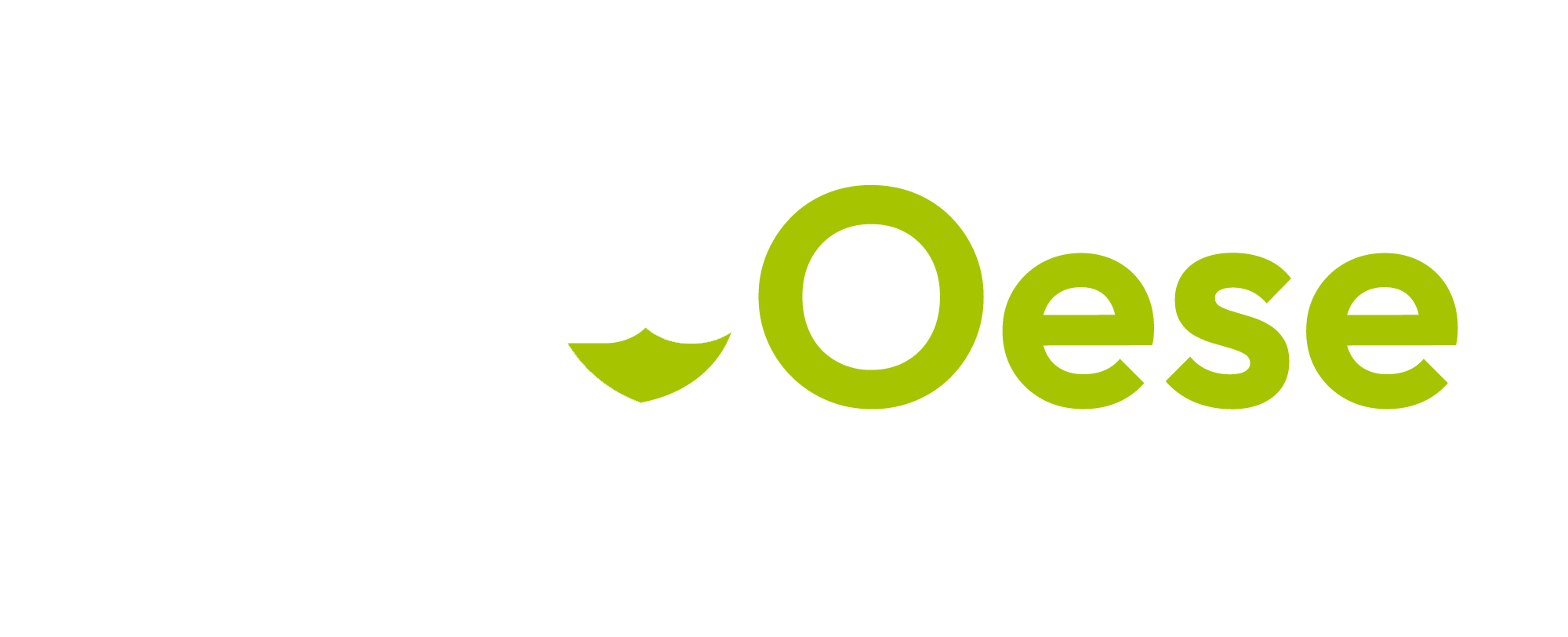 Logo mit dem großen Schriftzug FußOese in Weiß und Grün und darunter kursiver weißer Schrift "Freizeiten & Begegnungen" auf hellem Hintergrund.